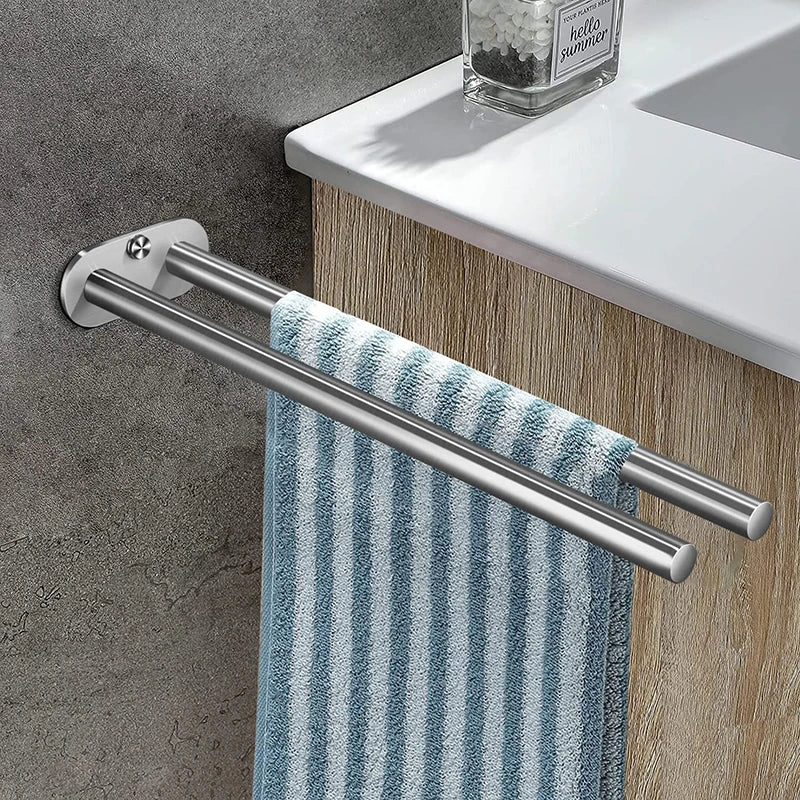 Stainless Steel Bathroom Towel Rack – Black Double Towel Bar Holder