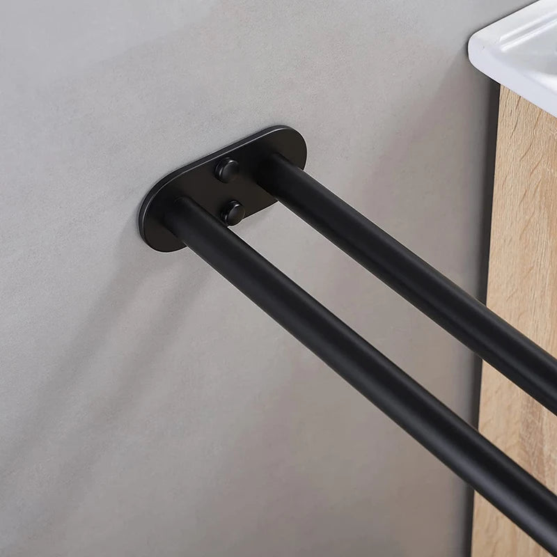 Stainless Steel Bathroom Towel Rack – Black Double Towel Bar Holder