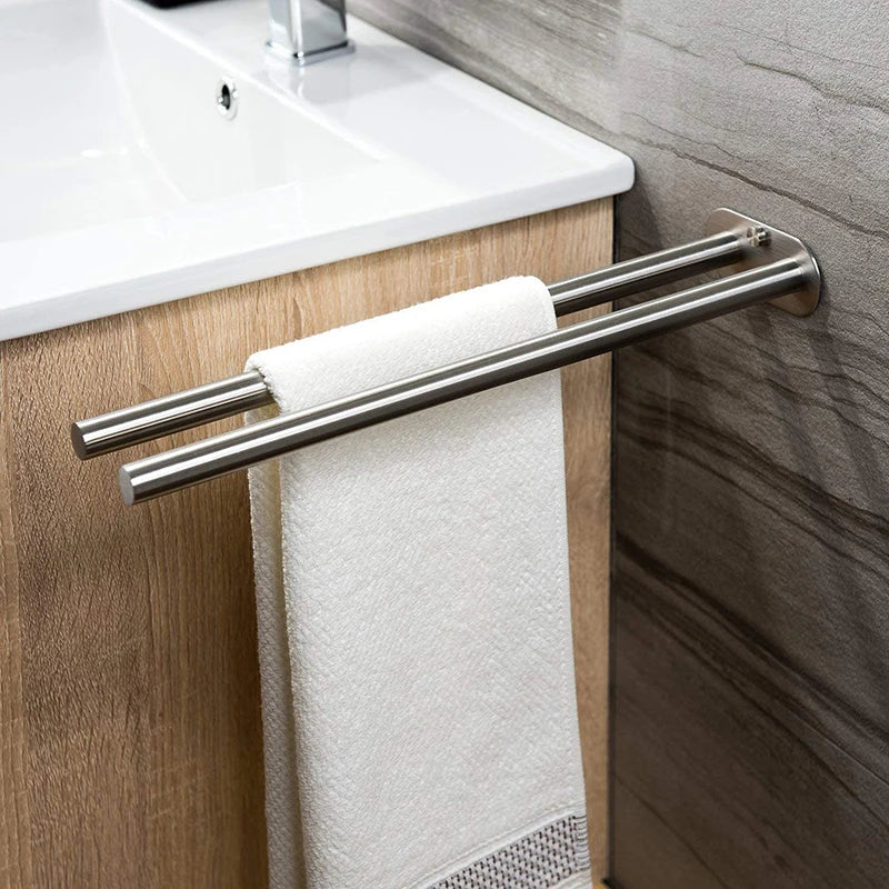 Stainless Steel Bathroom Towel Rack – Black Double Towel Bar Holder