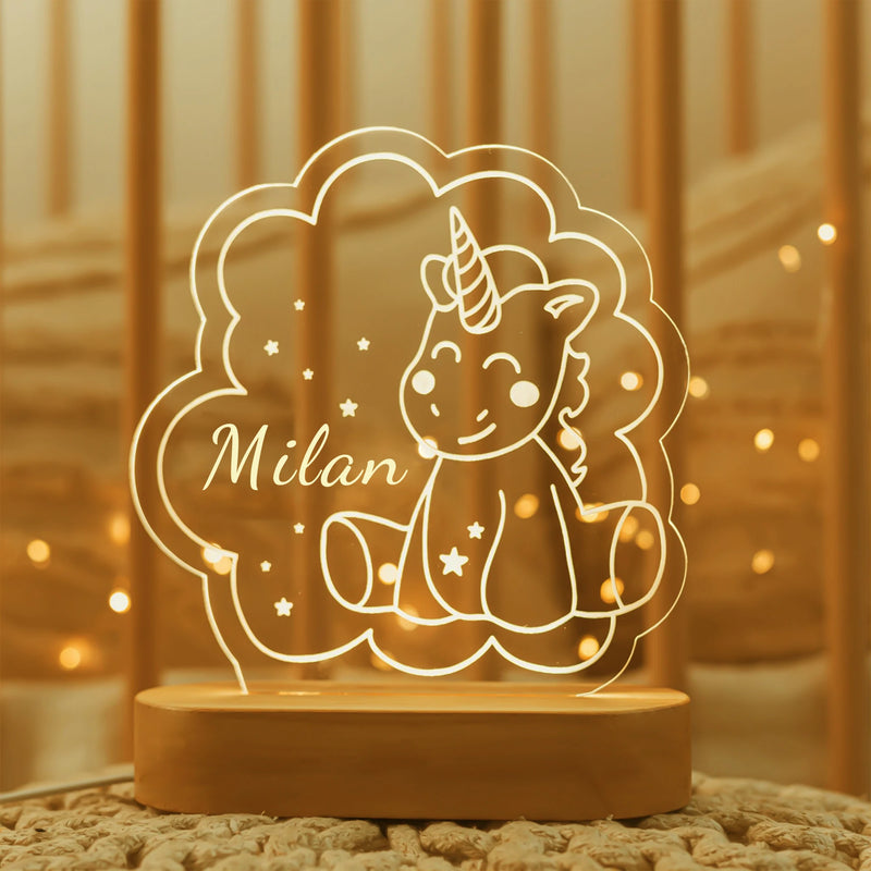 Custom Baby Kids USB Night Light - Personalized Name Lamp for Nursery & Home Decoration