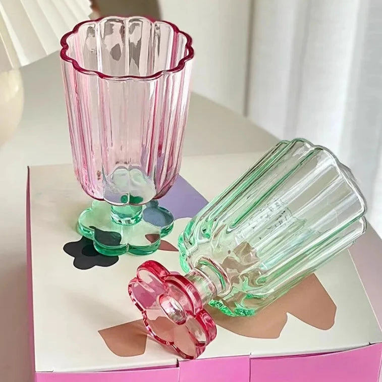 French Style Flower-Shaped Glass Cup