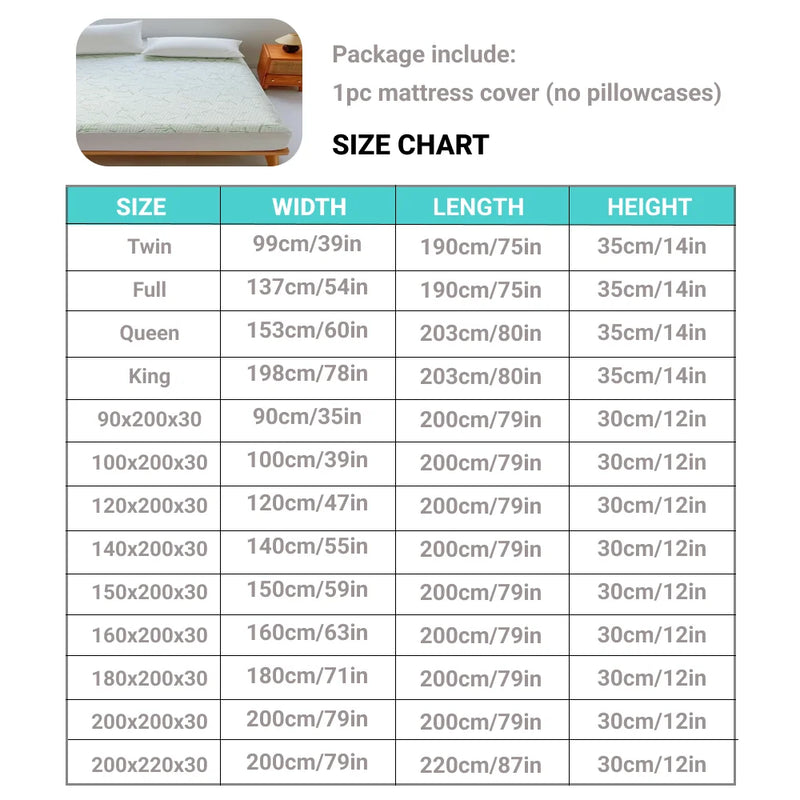 Waterproof Bamboo Mattress Cover (Without Pillowcase), Cooling & Breathable Fitted Bed Sheet