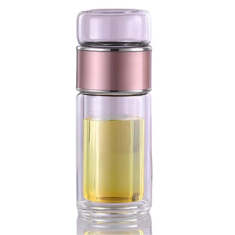 Tea Infuser Water Bottle - High Borosilicate Double-Layer Glass