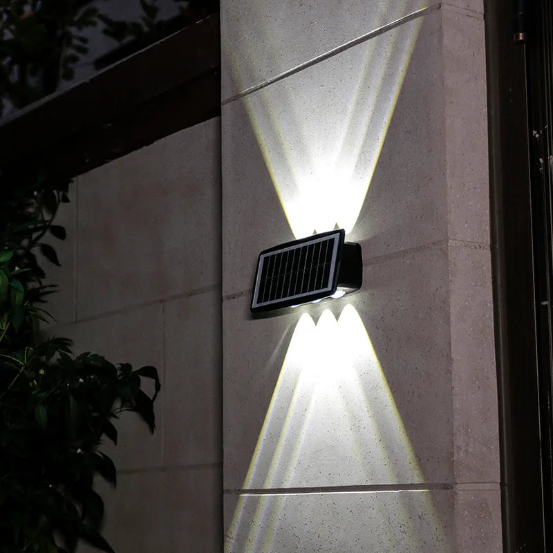 Solar Wall Lamp LED Outdoor Waterproof Garden Lighting, Adjustable Brightness & Color Modes