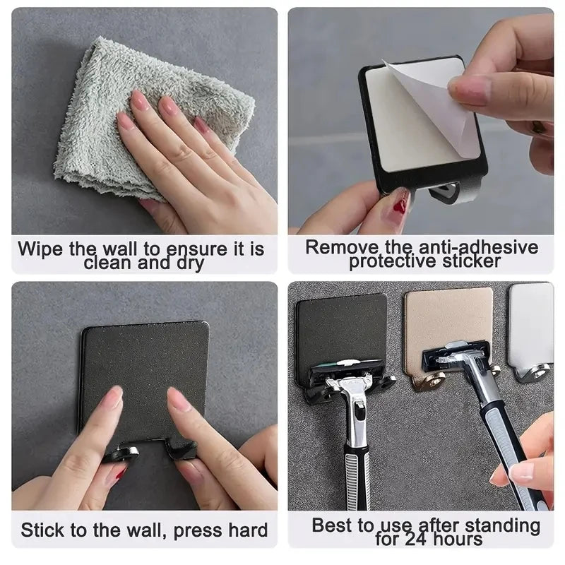 Punch-free Razor Holder, Storage Hook, Space Aluminum Multi-purpose Bathroom Accessories