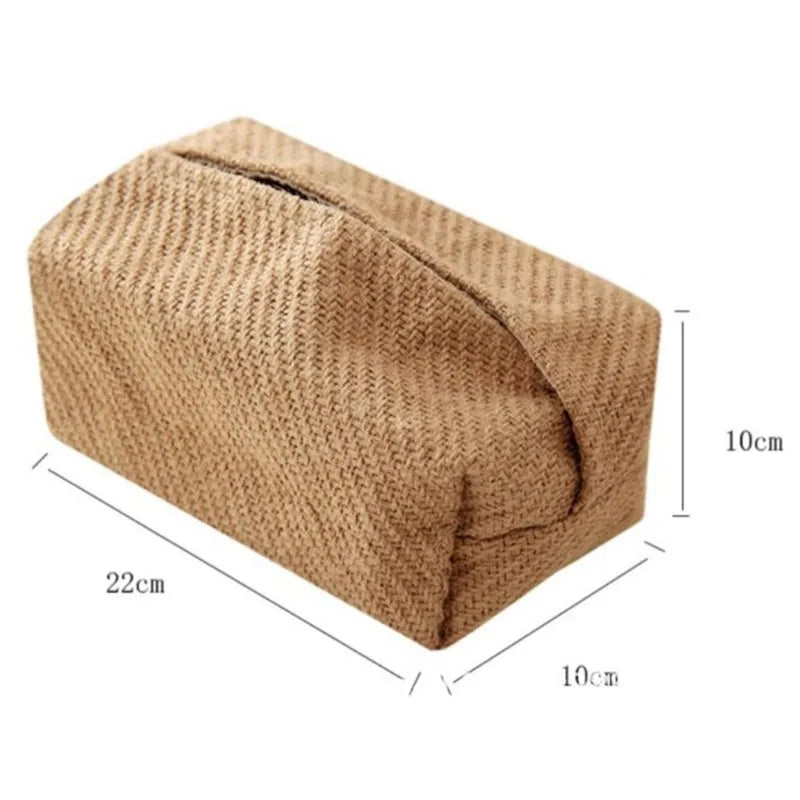 Japanese-Style Jute Tissue Case Napkin Holder – Elegant Cotton Linen Tissue Dispenser for Home