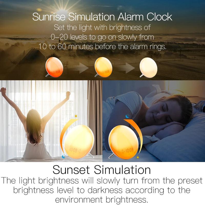 WiFi Smart Wake-Up Light – Sunrise/Sunset Alarm Clock with App, Alexa & Google Home Compatibility