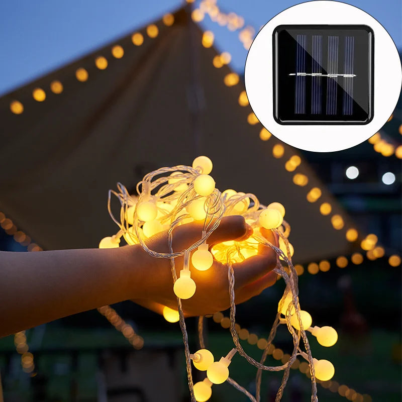 LED Solar Globe Ball String Lights - Solar Fairy Lights for Indoor & Outdoor Decor