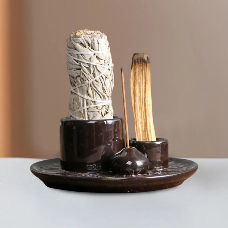 Modern Ceramic Incense Burner and Candle Holder – Aromatherapy Decor for Meditation and Yoga