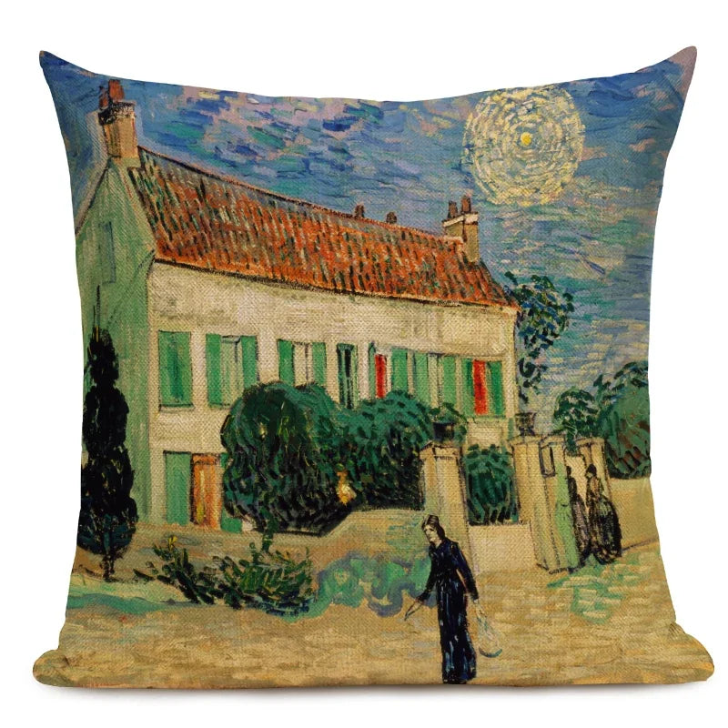 Van Gogh Oil Painting Art Decorative Cushion Cover - 45x45CM Throw Pillow Case for Home Decor