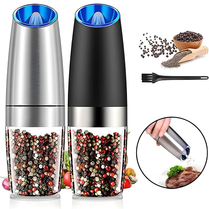 Gravity Electric Salt and Pepper Grinder Automatic Mill Battery-Operated Adjustable Stainless Steel