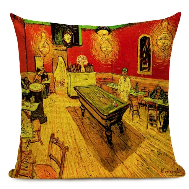 Van Gogh Oil Painting Art Decorative Cushion Cover - 45x45CM Throw Pillow Case for Home Decor