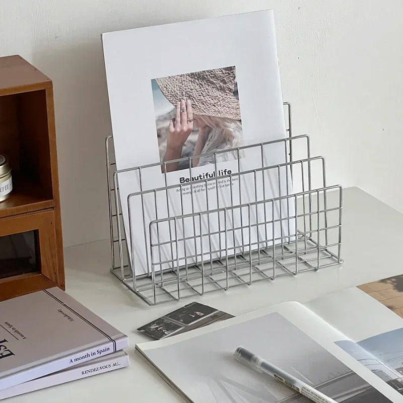 Minimalist Iron Desktop Storage Rack – Multi-functional Bookshelf & Organizer for Desk