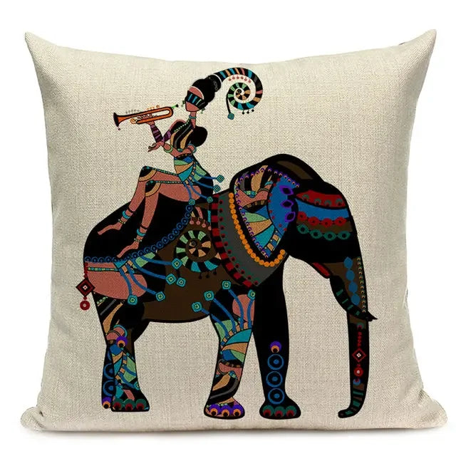 African Style Geometric Print Cushion Covers - 45x45cm Throw Pillow Cases for Home Decor