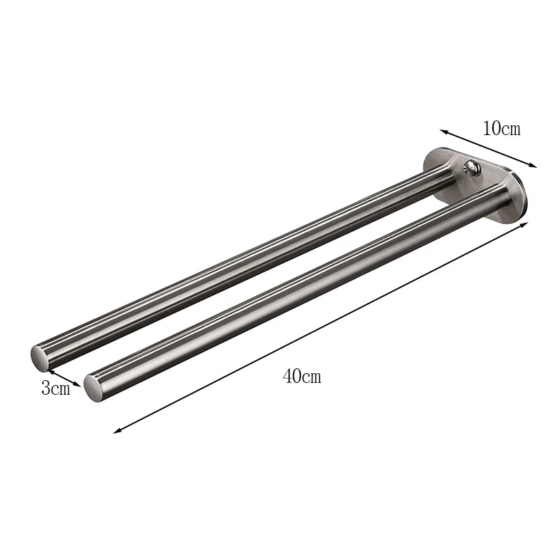 Stainless Steel Bathroom Towel Rack – Black Double Towel Bar Holder