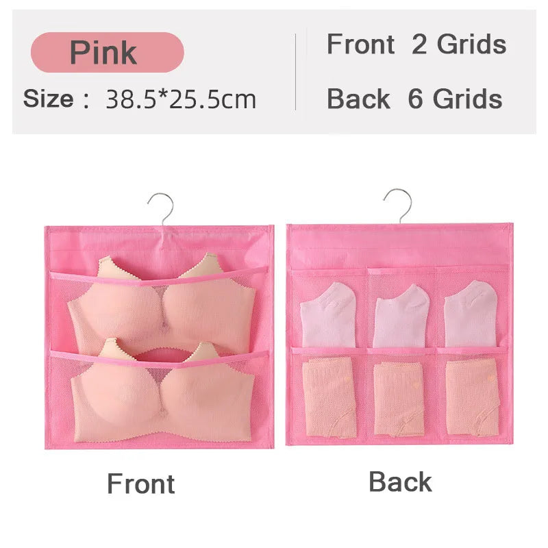 Grid Double-Side Underwear Socks Bra Organizer Multifunctional Washable Hanging Mesh Bag Clothes