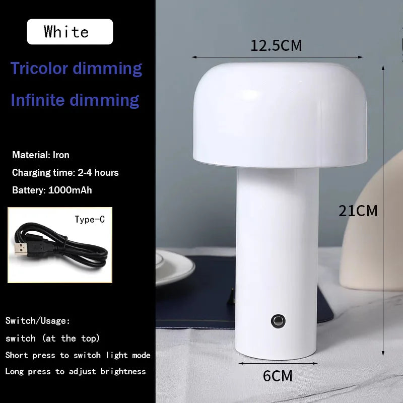 Mushroom LED Portable Desk Lamp – Modern Mushroom Shape Table Light