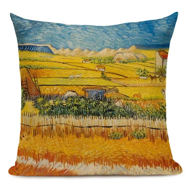 Van Gogh Oil Painting Art Decorative Cushion Cover - 45x45CM Throw Pillow Case for Home Decor