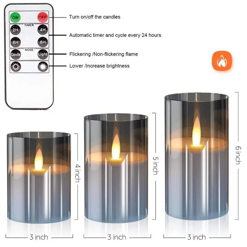 LED Flameless Candle Set – 3-Piece Pack with Remote Control