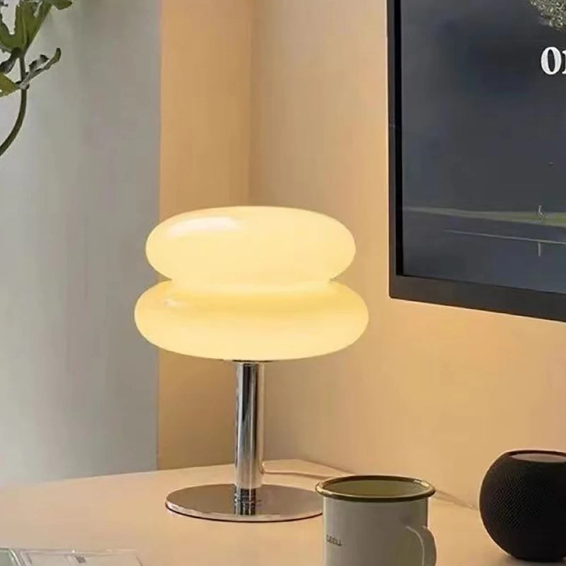 Retro Macaron Glass Table Lamp - Trichromatic Dimming for Stylish Living