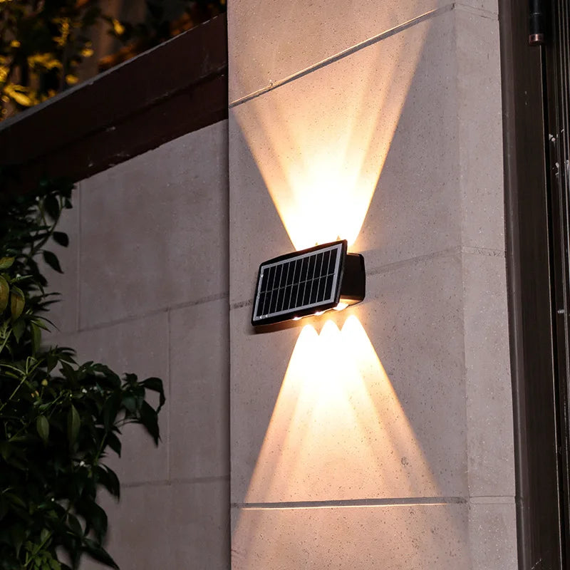 Solar Wall Lamp LED Outdoor Waterproof Garden Lighting, Adjustable Brightness & Color Modes