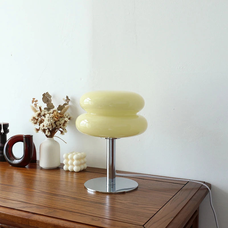 Retro Macaron Glass Table Lamp - Trichromatic Dimming for Stylish Living