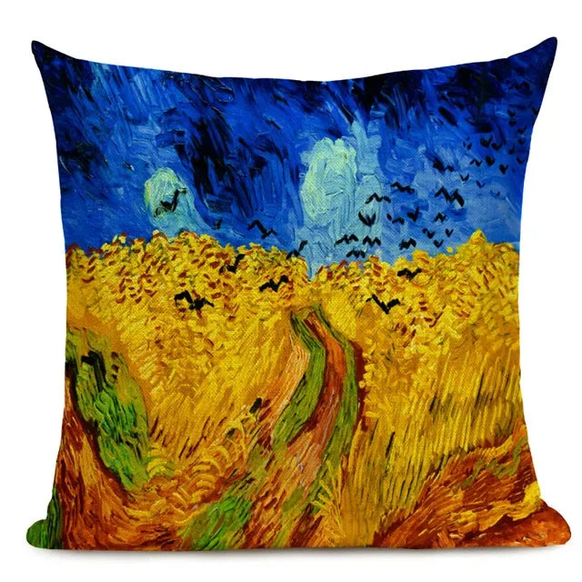 Van Gogh Oil Painting Art Decorative Cushion Cover - 45x45CM Throw Pillow Case for Home Decor