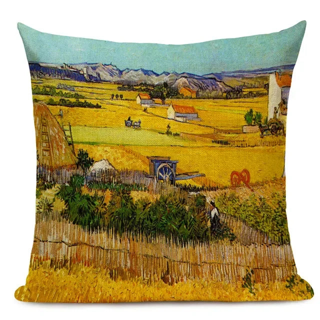 Van Gogh Oil Painting Art Decorative Cushion Cover - 45x45CM Throw Pillow Case for Home Decor