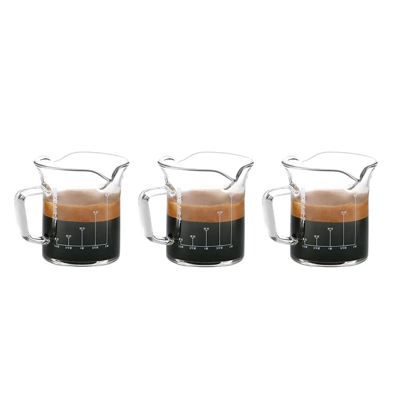 MHW-3BOMBER: Double Spouts Espresso Measuring Cup with Handle – Heat-Resistant Glass