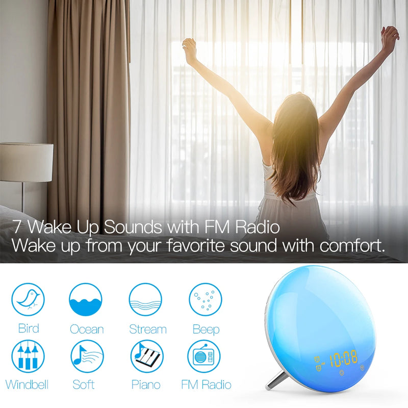 WiFi Smart Wake-Up Light – Sunrise/Sunset Alarm Clock with App, Alexa & Google Home Compatibility