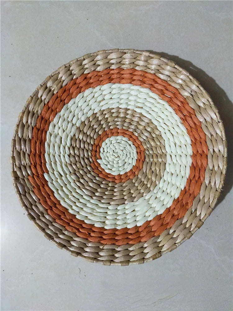 Creative Rattan and Grass Weaving Straw Bowl Wall Decoration