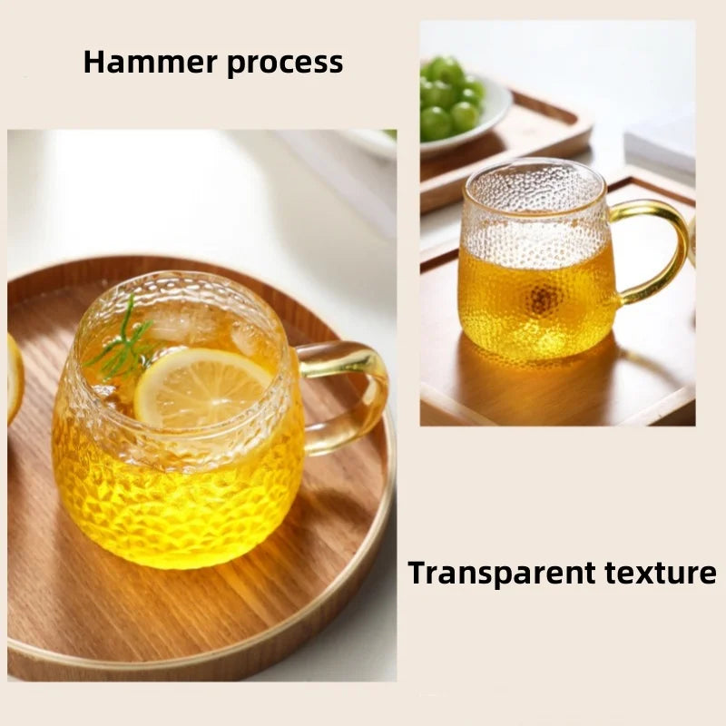 Hammer Pattern Coffee Glass Mug – Heat Resistant Drinkware