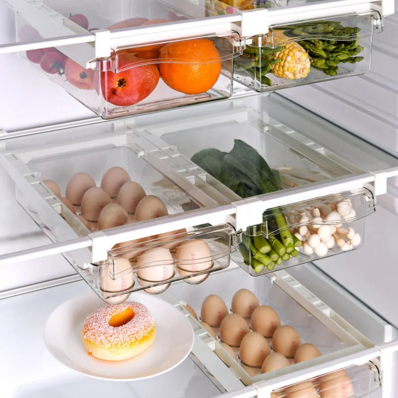 Transparent Kitchen Refrigerator Drawer Organizer Bins