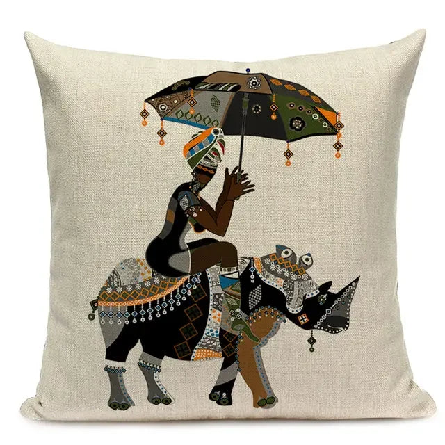 African Style Geometric Print Cushion Covers - 45x45cm Throw Pillow Cases for Home Decor