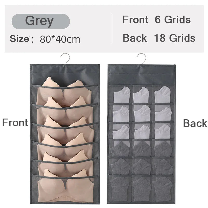 Grid Double-Side Underwear Socks Bra Organizer Multifunctional Washable Hanging Mesh Bag Clothes