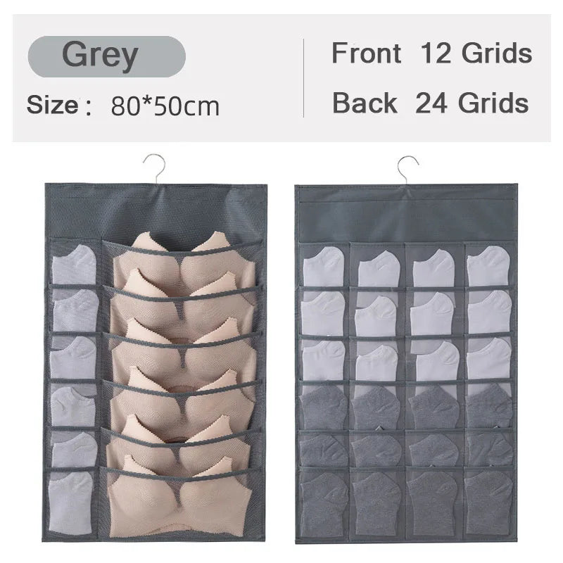 Grid Double-Side Underwear Socks Bra Organizer Multifunctional Washable Hanging Mesh Bag Clothes