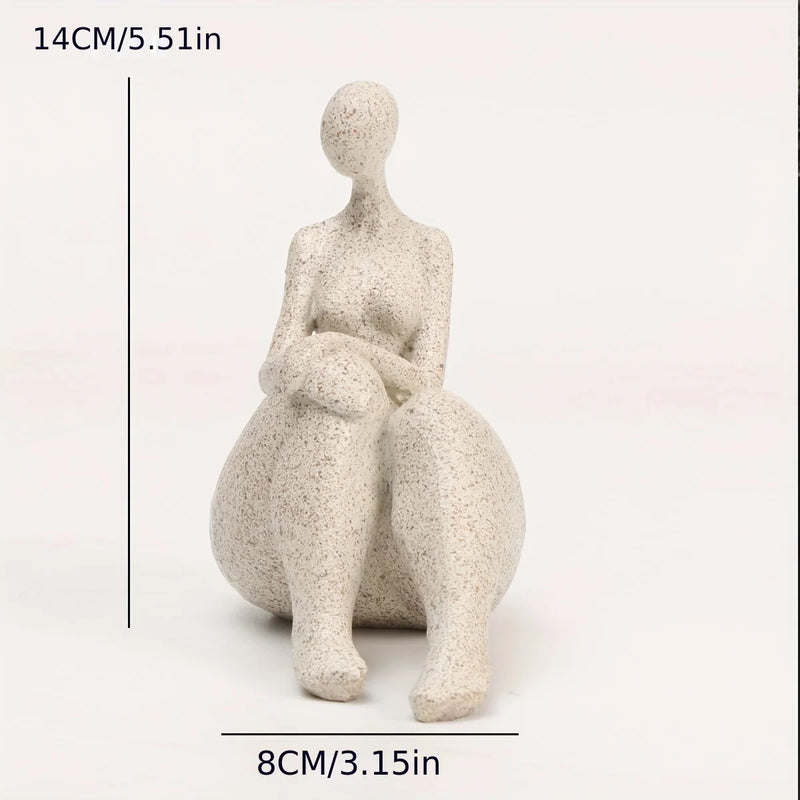 Handmade Sandstone Resin Sitting Female Statue