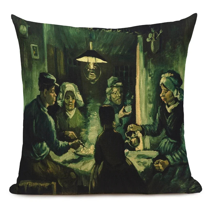 Van Gogh Oil Painting Art Decorative Cushion Cover - 45x45CM Throw Pillow Case for Home Decor