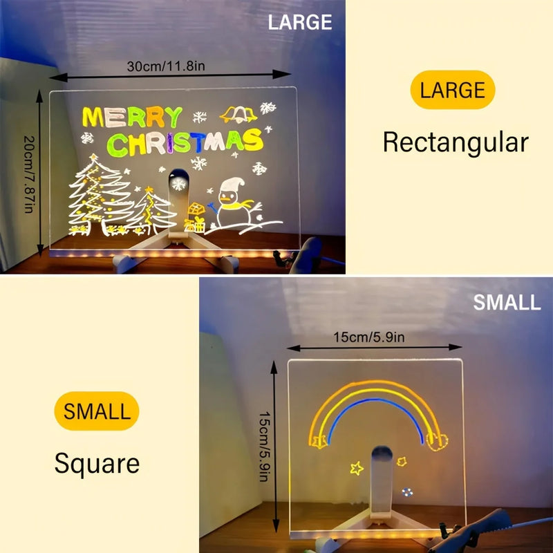 LED Light-Up Acrylic Message Board – Erasable Drawing Board for Kids and Displays