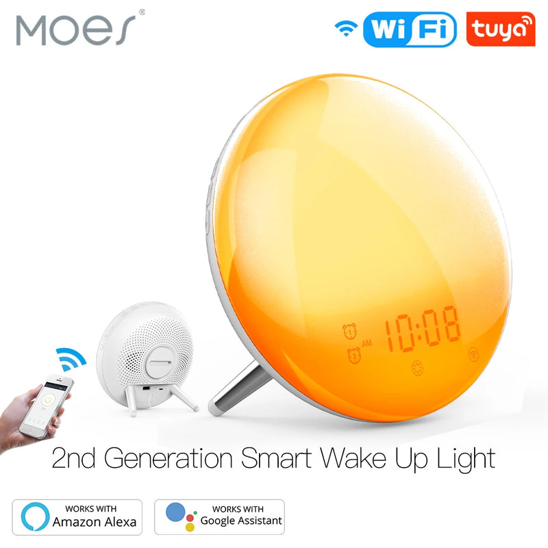 WiFi Smart Wake-Up Light – Sunrise/Sunset Alarm Clock with App, Alexa & Google Home Compatibility