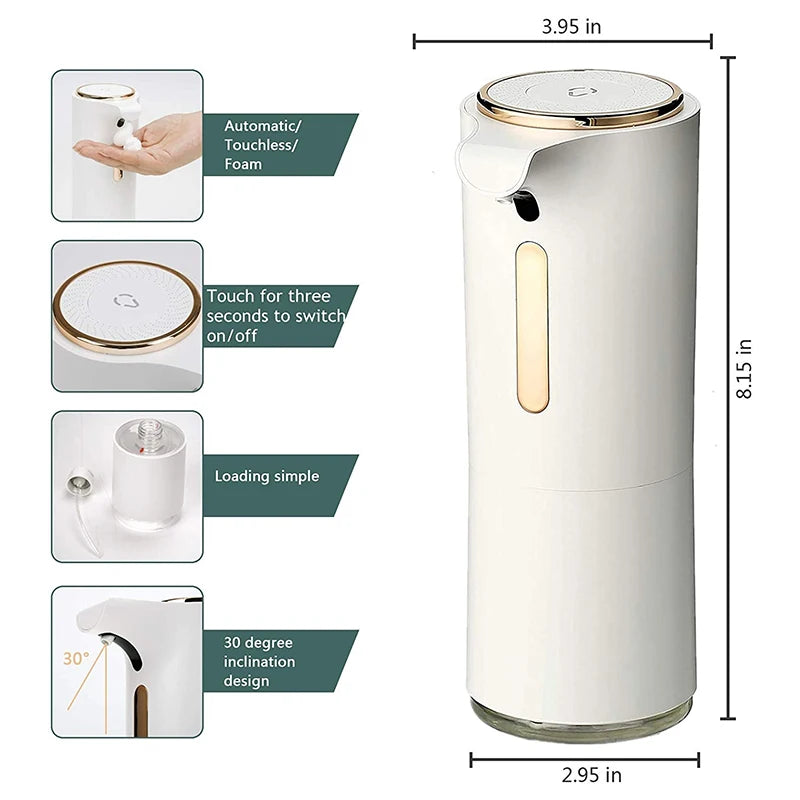 Touchless Automatic Liquid Soap Dispenser Hands Free Foam Disinfection for Bathroom & Kitchen