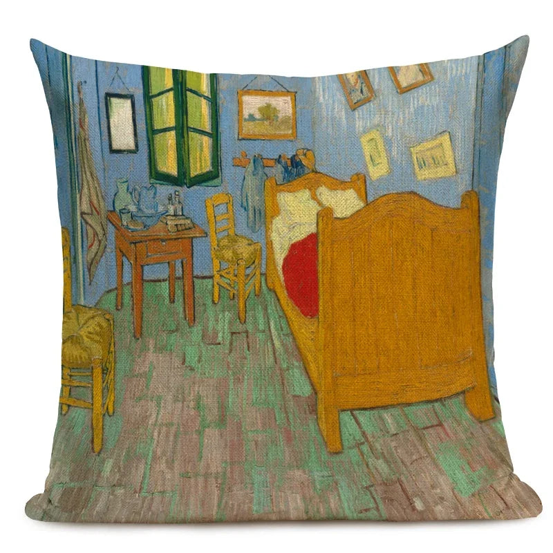 Van Gogh Oil Painting Art Decorative Cushion Cover - 45x45CM Throw Pillow Case for Home Decor