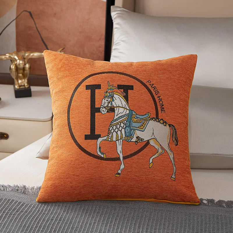 Croker Horse Embroidered Throw Pillow Cover