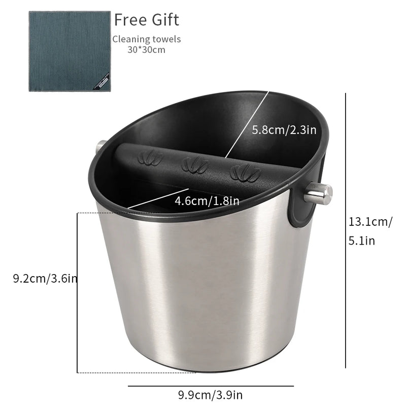 Stainless Steel Coffee Grind Knock Box – Durable Waste Bin for Espresso Maker