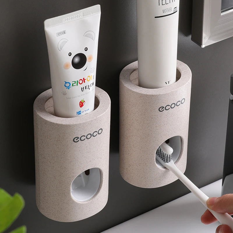 Automatic Toothpaste Dispenser & Dust-proof Toothbrush Holder Bathroom Set