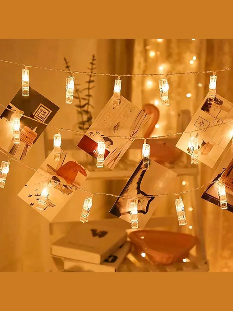 Photo Clip String Lights - 10/20/30/40 LED Fairy Lights for Hanging Pictures & Cards