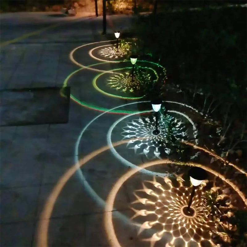 1-4 Pack Solar Pathway Lights - Round Pattern LED Lights for Outdoor Walkways