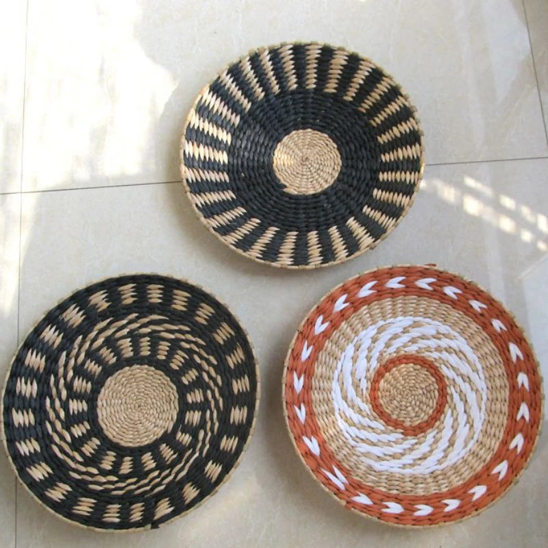 Creative Rattan and Grass Weaving Straw Bowl Wall Decoration