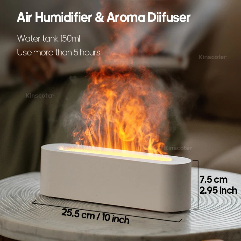 Essential Oil Aroma Diffuser Air Humidifier Ultrasonic Mist Diffusor with RGB Realistic Fire Light