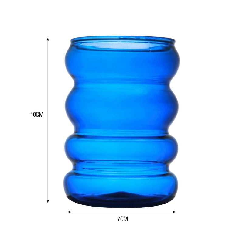 250ml Creative Ripple Glass Mug – Heat-Resistant Tumbler for Home